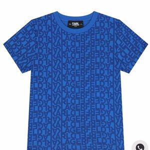 Karl Lagerfeld Kids All-Over Logo Blue Tee